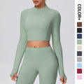 Short zippered outdoor running sports yoga outwearslimming look fitness long sleevesoutwear cloud-like quick-drying yoga clothes for women