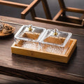 【with lid】2-compartment fruit platter - clear + wooden tray, thickened plastic