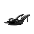 new women's bowknot high heel sandals pointed toe stiletto mesh summer heels
