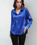 Satin shirt women's satinartificial silk long sleeves  best sellingpure colortopselegance button front lapel shirt