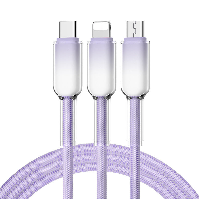 ice crystal 65w charging cable, compatible with huawei, apple, and huawei type-c devices. suitable for charging laptops and mobile phones