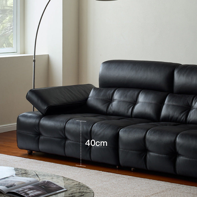 Italian laurence sofa foshan furniture high back genuine leather sofa classy black living room straight row high-end sofa