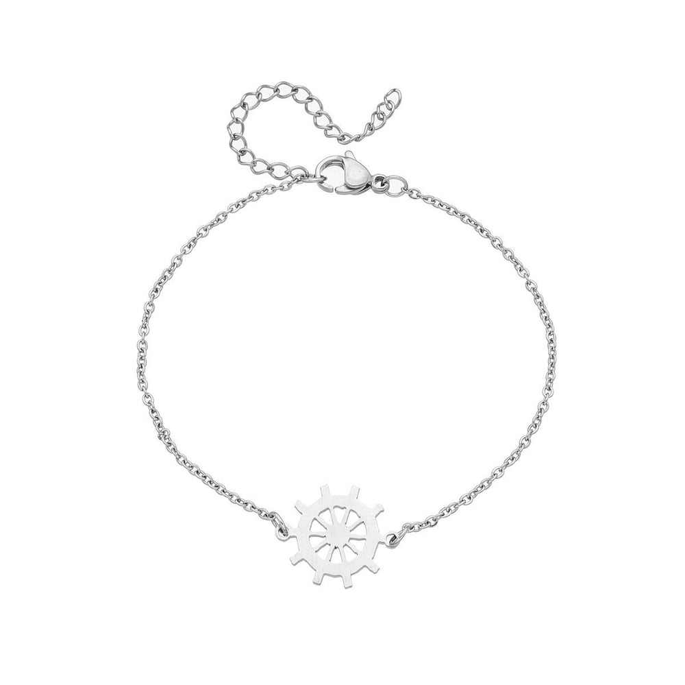 Amazon cross-border jewelry: bohemian stainless steel vintage pirate ship wheel bracelet - rudder charm