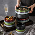 Japanese style creative tableware kiln-turned bowl, household salad bowl, dessert bowl, tall conical bowl for serving dishes