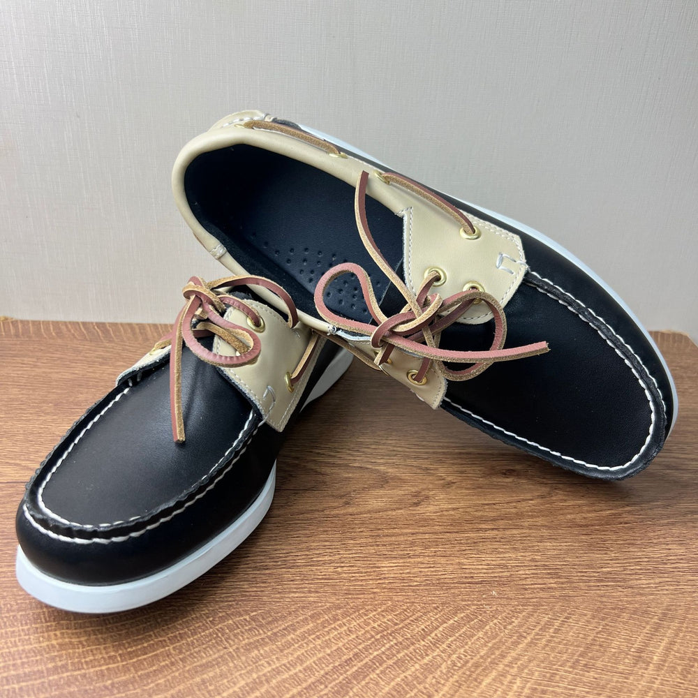Men's leather dress shoes - genuine leather, stylish, versatile, low-cut, classic, plus size, casual, hand-stitched boat shoes - real shot photos