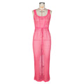 Amazon hot seller:  summer new women's tie-up mesh tank top & bodycon knit beach maxi dress