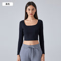 Fall and winternew arrival sports tops women's professional training running fitness long sleevesshortslimming look yoga clothes daw194