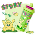 High-style, affordable luxury coffee thermos. large capacity water bottle made with 316l stainless steel, perfect for home use. features a thickened, cartoon-themed straw