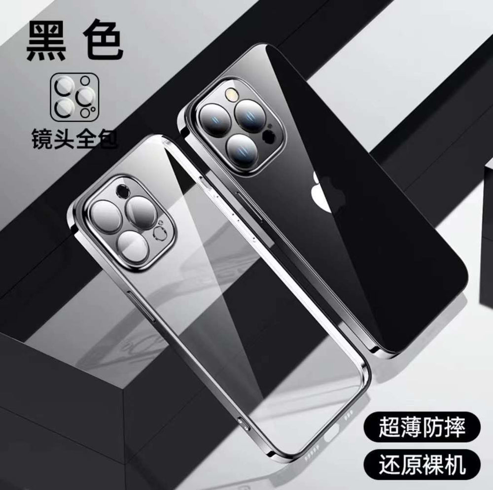 Suitable for iphone 17 pro max electroplated lens film phone case soft apple 15 transparent protective cover anti-fingerprint