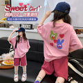 Girls' summer lightweight outfit set - trendy & stylish streetwear-inspired activewear for big kids (ages 8-9)