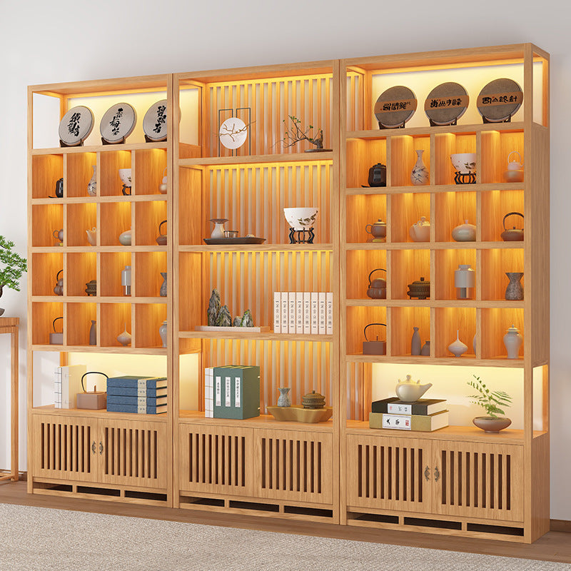 Solid wood tea cabinet Zisha pot display cabinet Product storage shelf Entrance ornament cabinet Chinese retro porcelain display cabinet