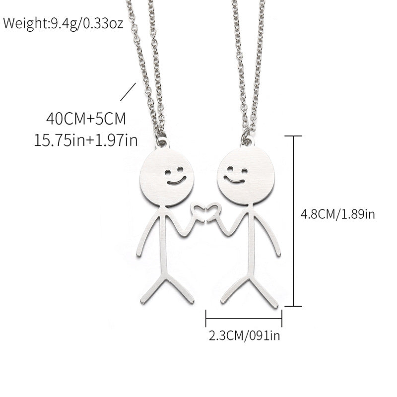 Wholesale alloy figurine pendants - european & american cross-border jewelry, niche high-end, unique couple anime layered necklaces for women