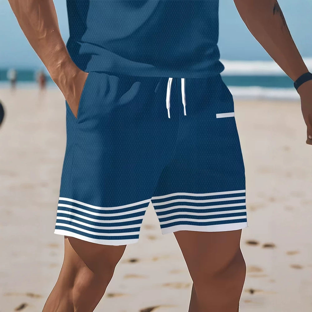 hot-selling men's polo shirt set, new summer two-piece casual short-sleeve and shorts set, dropshipping available