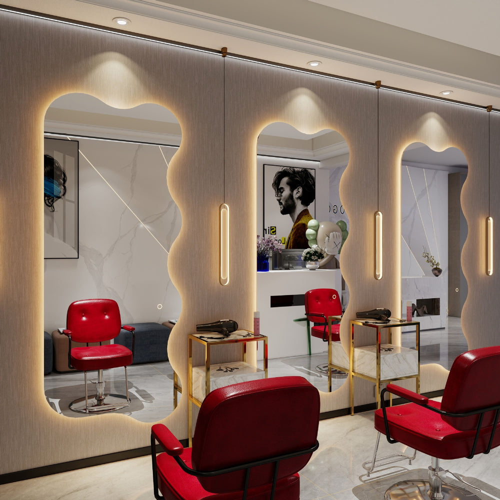 Hairdressing shop perm and dyeing mirror table hair salon special hair salon popular single-sided wall-mounted hair cutting mirror trendy shop special-shaped mirror