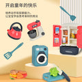 Realistic kitchen pretend play set for babies - mini cooking playset with table, utensils, appliances, and small fridge