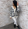 European and american cross-border women's clothing:  &  winter new arrivals - casual, loose-fit, letter print cardigan knit sweater tops