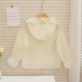 Korean style sun protection clothing for girls, summer : chic and sweet ruffle trim, lightweight and fashionable hooded sun jacket for kids