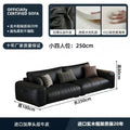 Italian minimalist genuine leather sofa, perfect for small apartments. black, top-grain cowhide, straight-row, high-end leather sofa for home living rooms