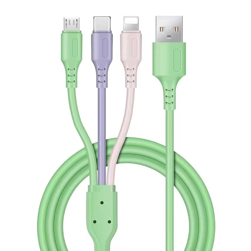 3-in-1 fast charging cable, 2.4a data cable, compatible with apple and huawei phones, 3-in-1 charging cable, type-c 6a cable