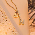 New korean style women's initial heart necklace, exquisite cubic zirconia 26 letter sliding versatile necklace