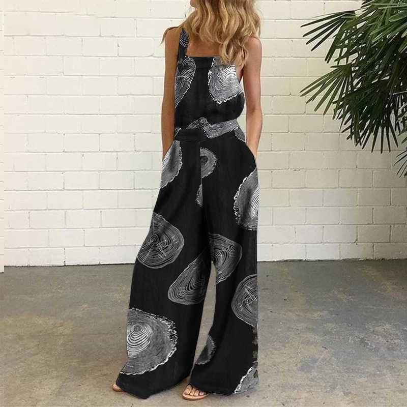 Independent station fashion  new  four-color polka dot wide-leg pants pants digital printing backless jumpsuit