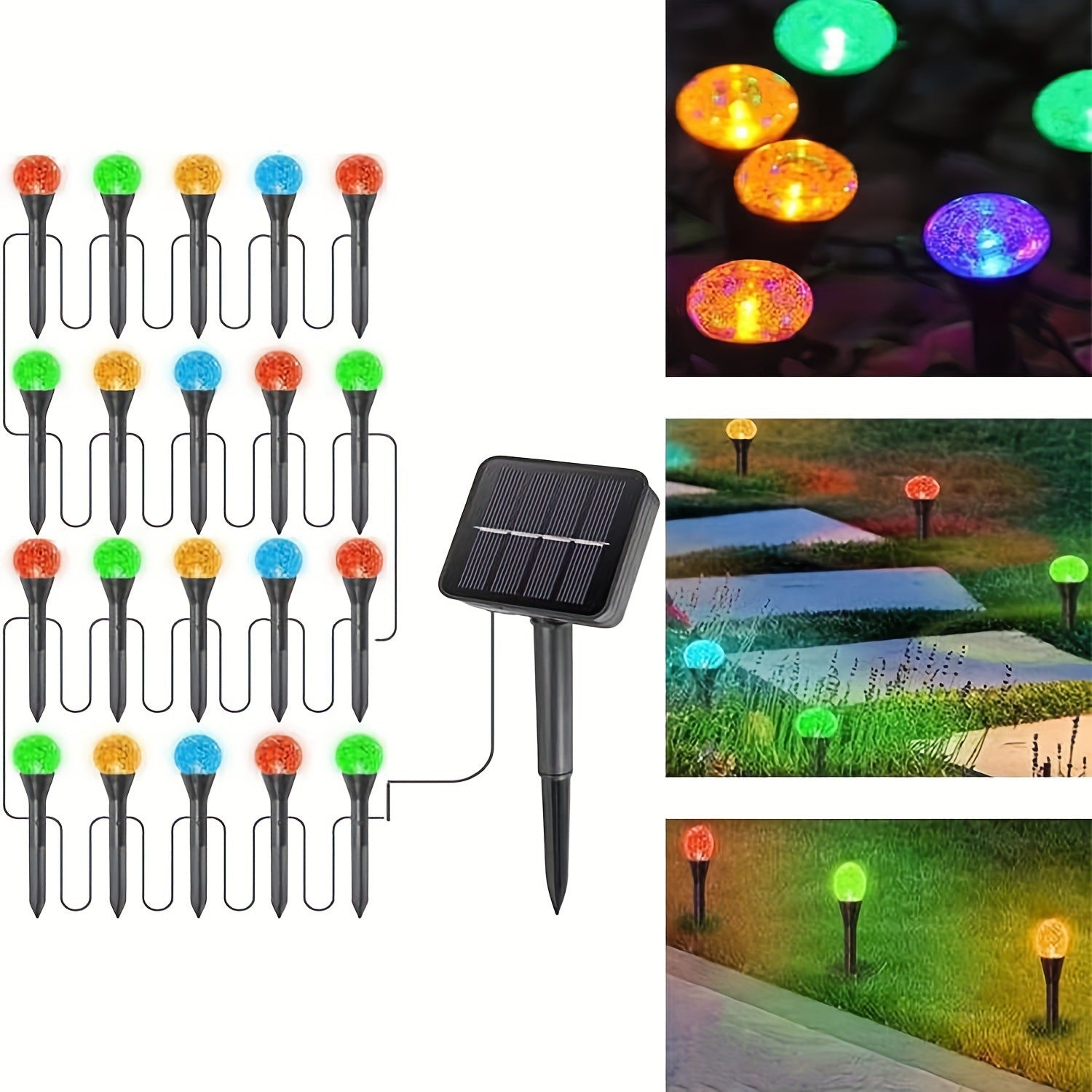 2025 new floor plug bubble ball light string LED solar lawn light photosensitive lead bubble ball color light strip
