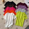 Old money style knittingcasualpure colorcasual women's summereasiest for matchslimming look single breastedv neckwork clothingtops multi-color
