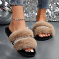 Fashion rhinestone indoor and outdoor casual fur slippers 2024 autumn and winter floor slippers bedroom home fur slippers