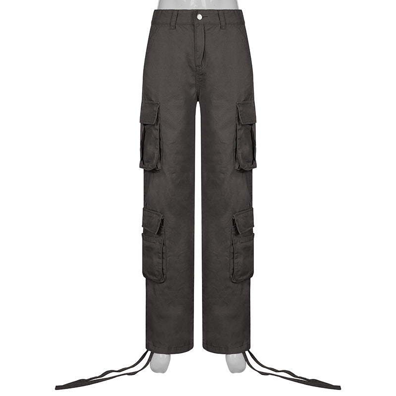 fashion  new arrivalfall and winter women's american street hip-hop style denim workwearpantscasual pants trendy