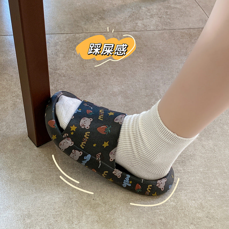 Women's new summer slippers: cloud-like comfort, cute & trendy, perfect for indoor/outdoor wear, soft sole, bathroom-friendly, non-slip, cartoon design, student-friendly sandals