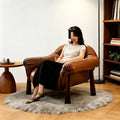 Designer chair retro medieval style italian first layer real cowhide lazy lounge chair living room balcony casual single sofa