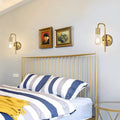 Nordic light luxury u-shaped curved rod wall lamp frosted round glass single head bedside modern bedroom entrance minimalist