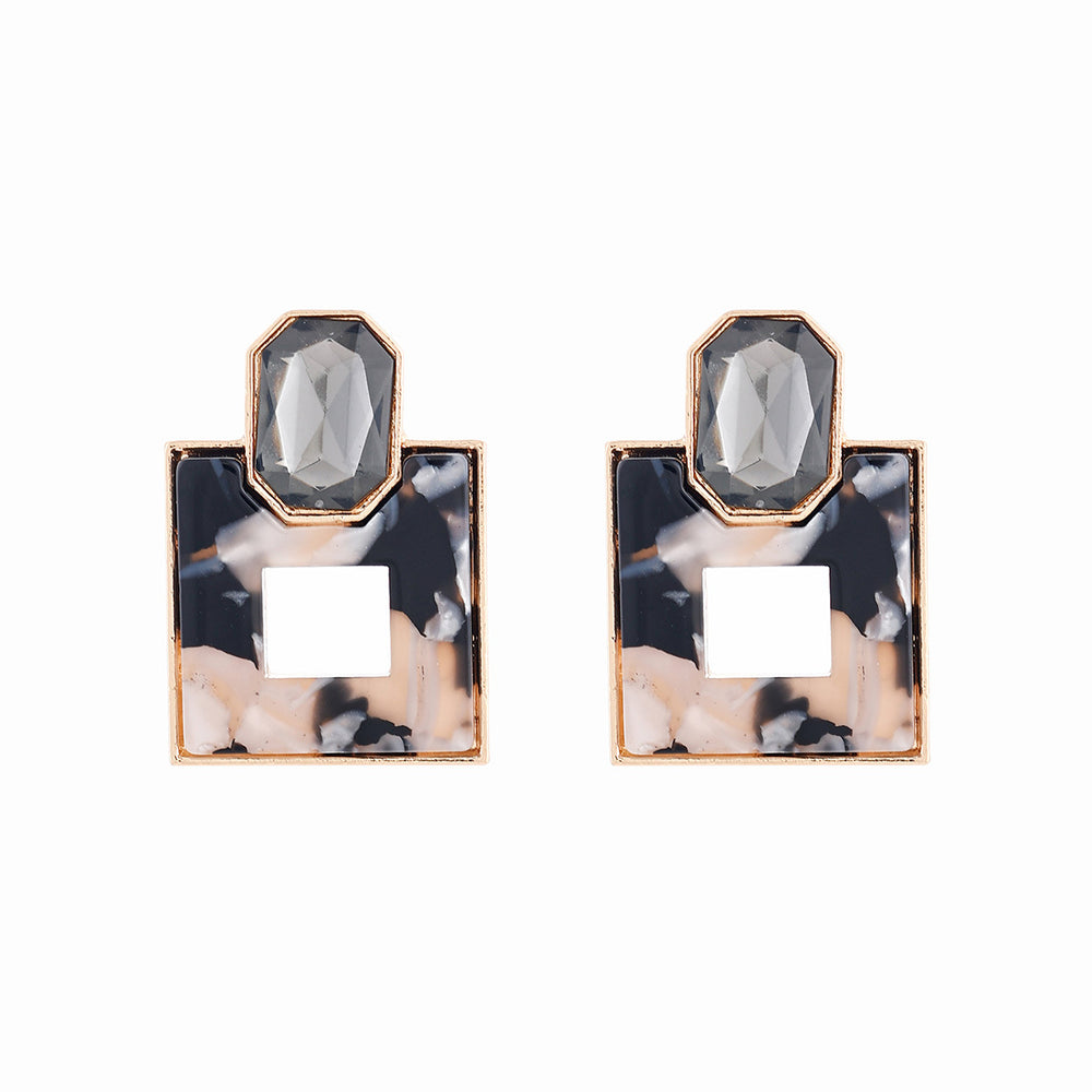 Fashion cross-border asymmetrical cut out earrings elegant cold style gray smudged fashiontrendysense of design earrings for women