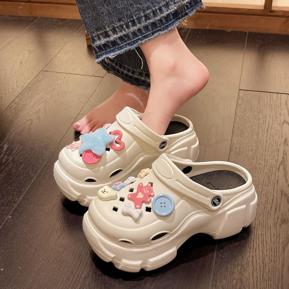2024 new arrival croc shoes summer women's outwear thick solecute non-slip fashionpopular breathable toe slippers