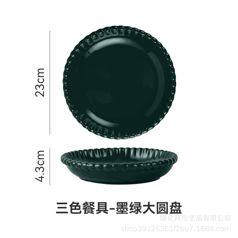 Insfrench creative pearl edge bowl, plate and dish tableware combination restaurant for home dessert oatmeal rice bowl suit