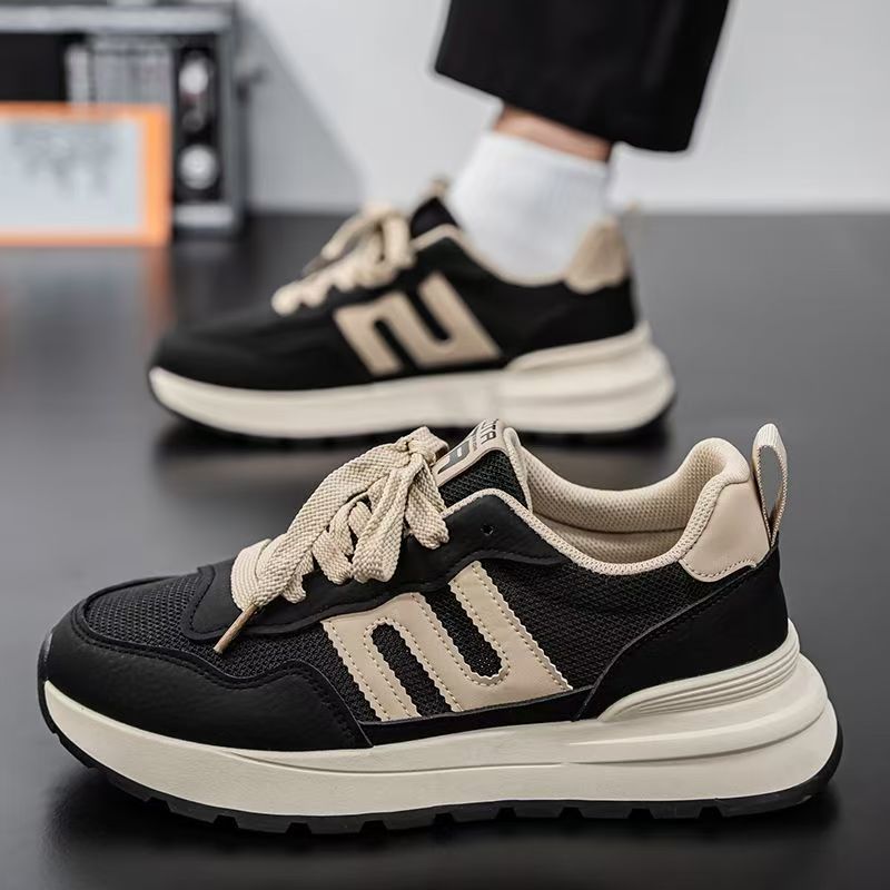 Men's shoes 2025 new winter mesh breathable versatile casual sneakers men's running chunky sole student dad shoes