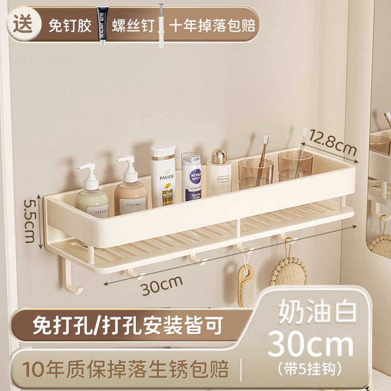 Space Aluminum Cream Wind Toilet Wash Desk Shelf No Punching Toilet Bathroom Toilet Wall Hanging Storage Rack