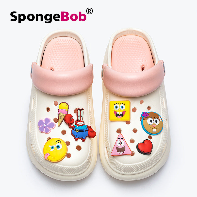 Spongebob squarepants women's clogs - summer outdoor wear, thick sole, height increasing, "stomping on shit" comfort, diy sandals, eva anti-slip