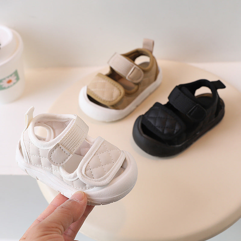 Xiaoxiangfeng baby shoes 1-3 years old baby girl toe-cap sandals toddler shoes baby soft bottom boys beach shoes 1-3 years old