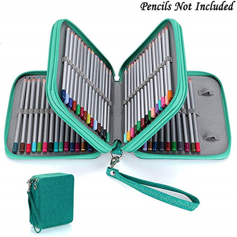 Cross-border pencil bag 72 colors 78 holes Art painting pencil bag Student stationery box Pencil storage bag Stationery pencil bag