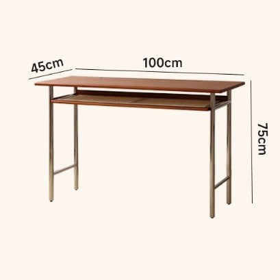 Narrow solid wood desk for study, retro home office computer desk, mid-century modern style, nordic small apartment student writing desk