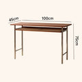Narrow solid wood desk for study, retro home office computer desk, mid-century modern style, nordic small apartment student writing desk