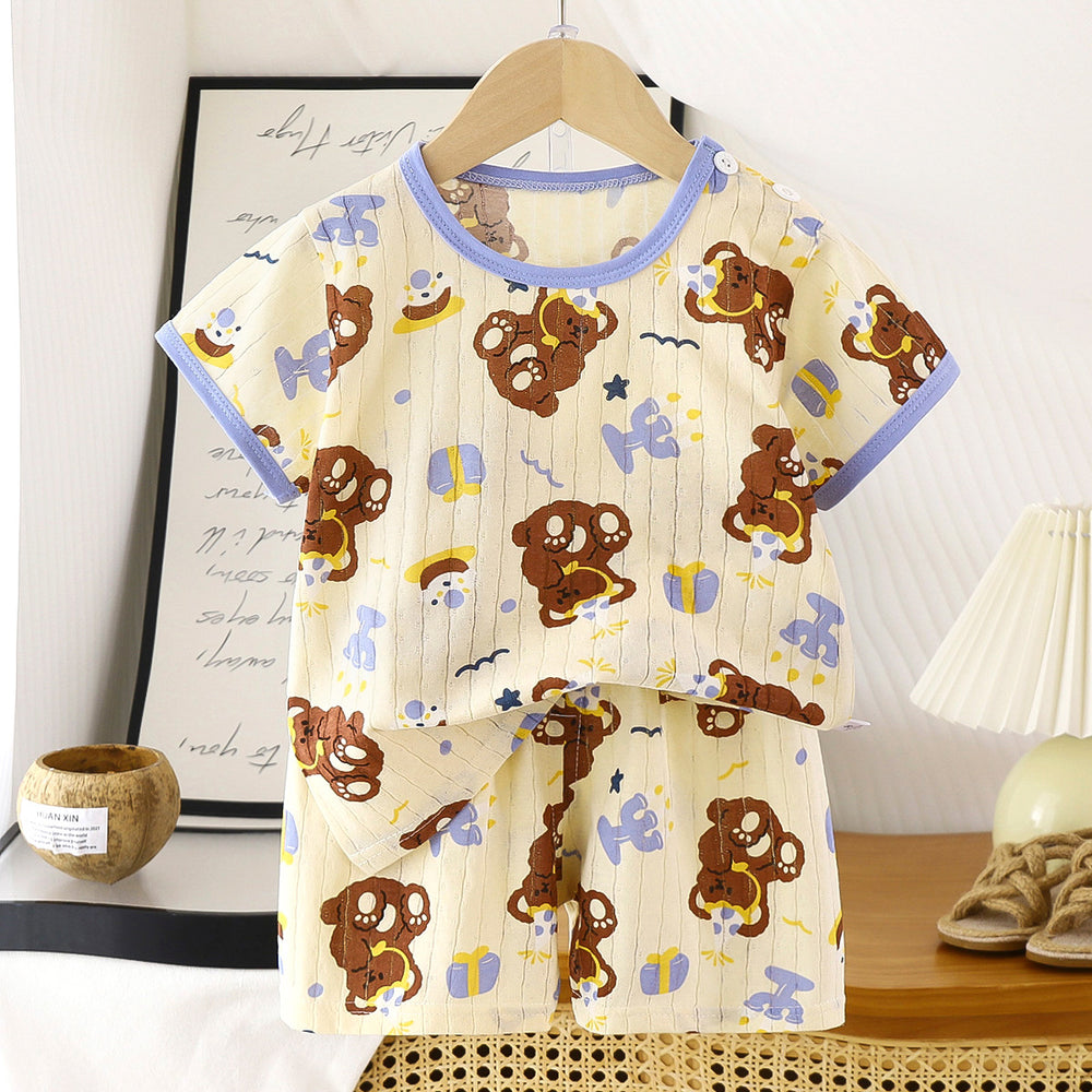 summer new arrivals: kids' short-sleeve and shorts sets - baby boys' and girls' t-shirt and shorts outfits, all-cotton wholesale
