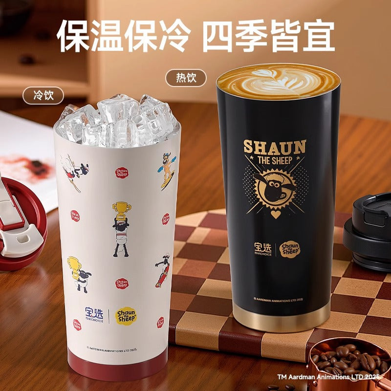 Shaun the sheep coffee tumbler insulated mug ceramic liner portable water bottle birthday gift souvenir cup