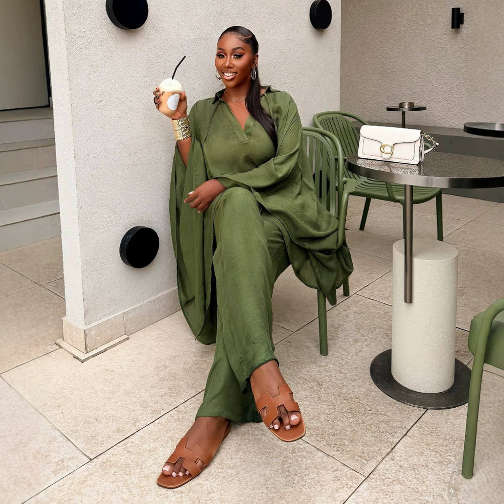 European and american cross-border african women's clothing  summer new casual fashion loose shirt top and high-waisted pants set