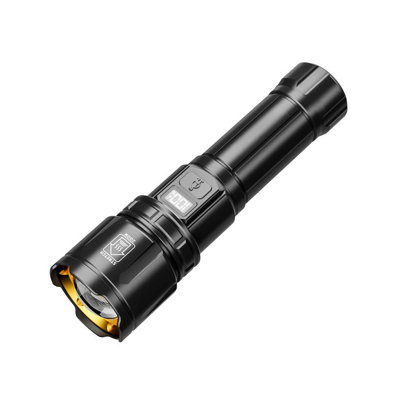 Cross-border white laser digital display emergency light charging outdoor new flashlight super bright long-range high-power strong light flashlight
