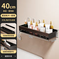 Walnut bathroom storage rack - no drilling required, wall-mounted organizer for vanity countertop and sink area