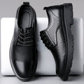 2025 men's soft leather shoes, men's sandals, business british style, groom's suit set, men's hollow-out breathable non-slip