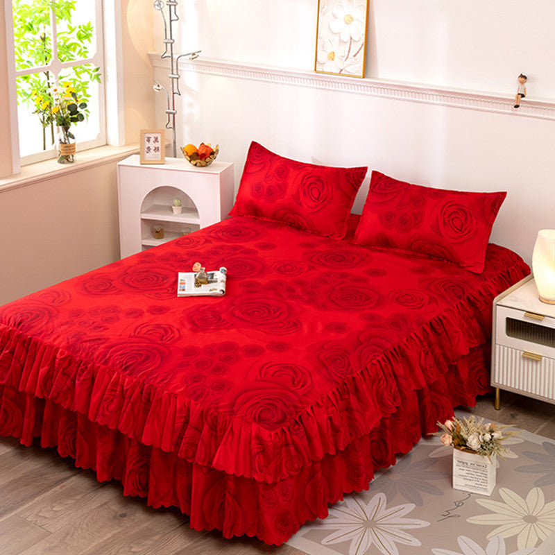 New arrival washed silk tencel ice silk embroider single bed skirt bedspread pure color machine washable 2m double bed sheets