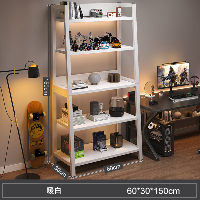 Shelf Floor-to-ceiling storage shelf Multi-layer bookshelf E-sports room Computer table Locker Wrought iron trapezoidal display shelf